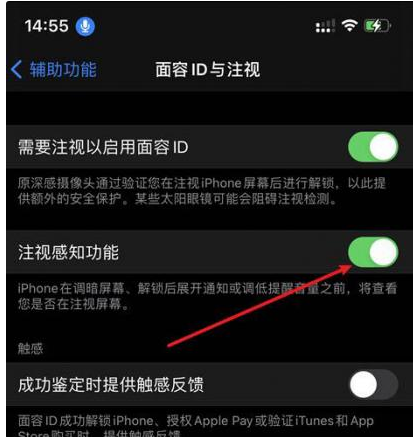 拜城苹果14维修网点分享iPhone14注视感知功能有什么用 